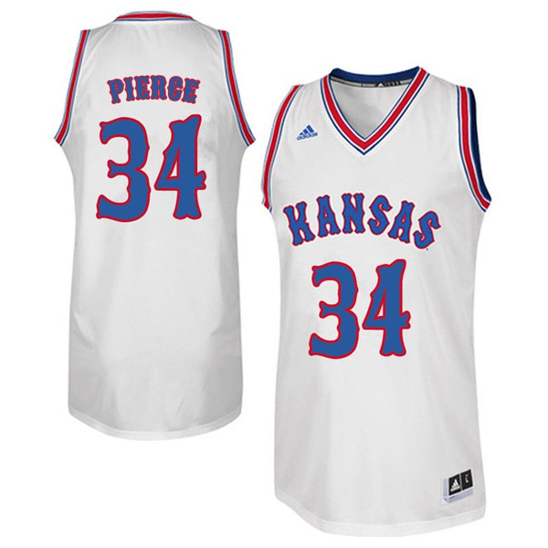 Men #34 Paul Pierce Kansas Jayhawks Retro Throwback College Basketball Jerseys Sale-White - Click Image to Close